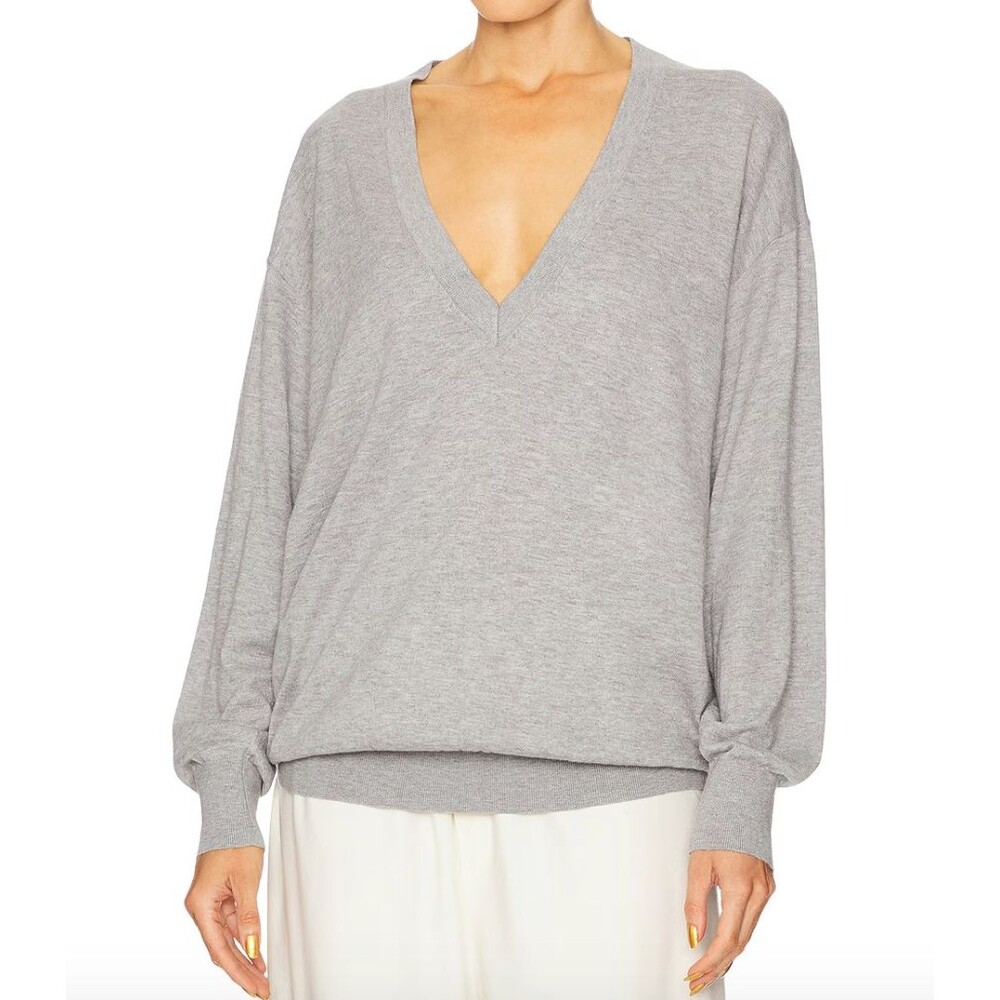 Helsa V-Neck Sweater quintana oversized womens Gray (small) minimalist casual - Picture 5 of 8